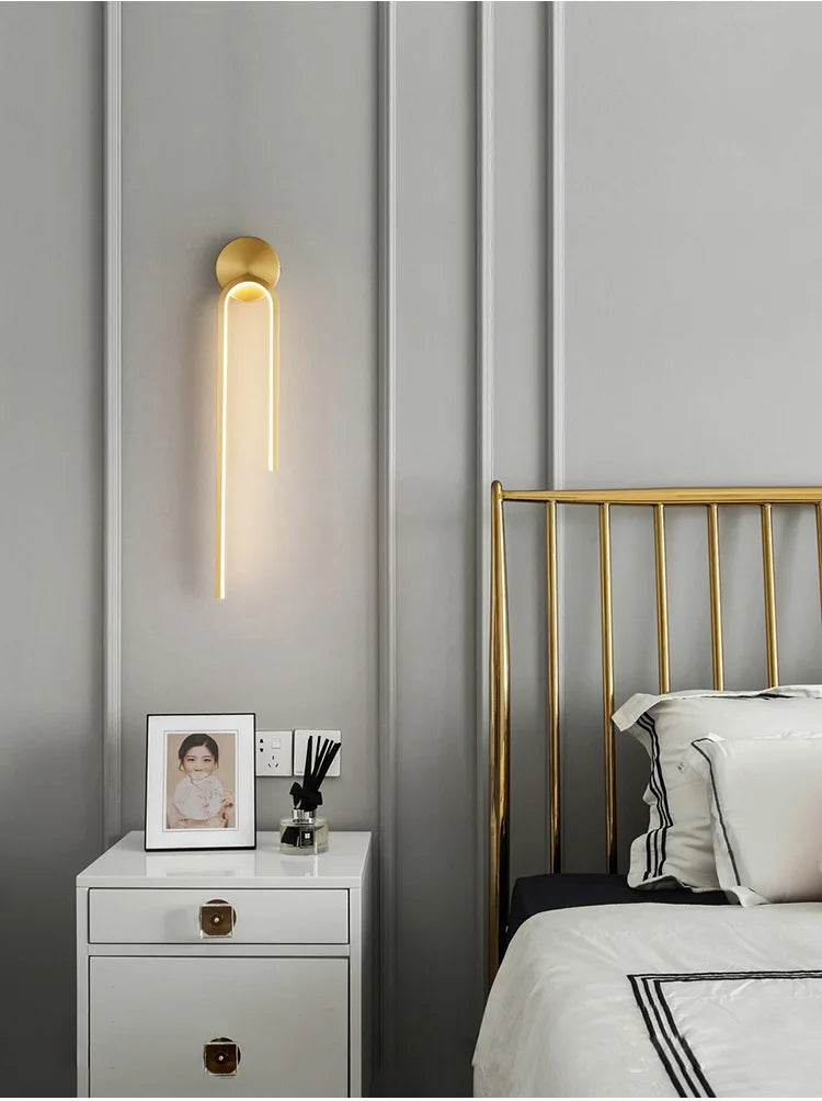 Minimalist Black LED Bedside Wall Sconce