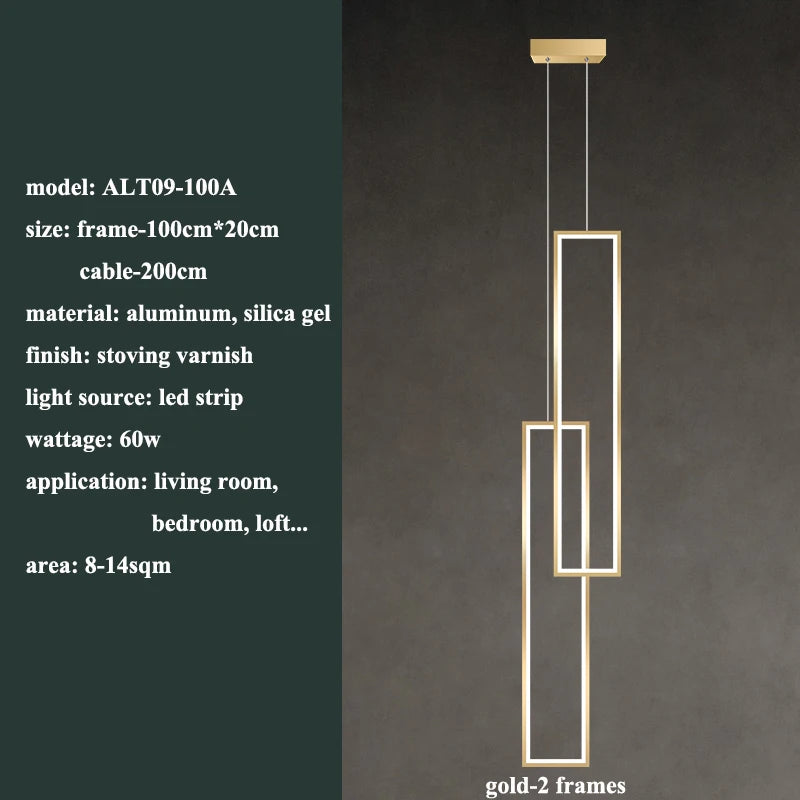 Modern Rectangle LED Pendant Light Living Room