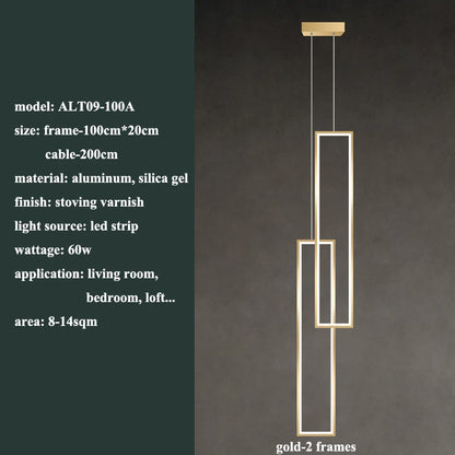 Modern Rectangle LED Pendant Light Living Room