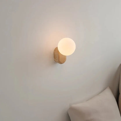 SphereGlow: Walnut Wabi-Sabi Wall Sconce Light