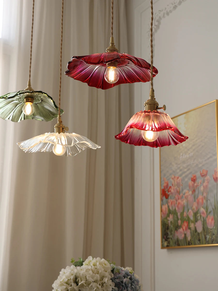 IWHD Nordic Vintage Copper Glass LED Pendant Light Fixtures