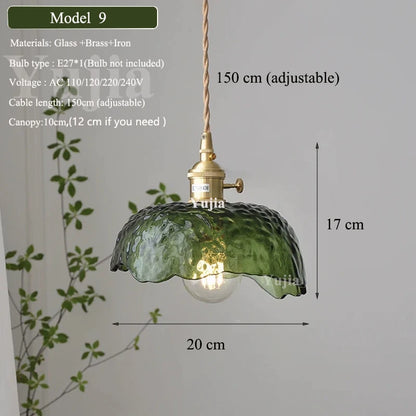Green Glass Brass Pendant