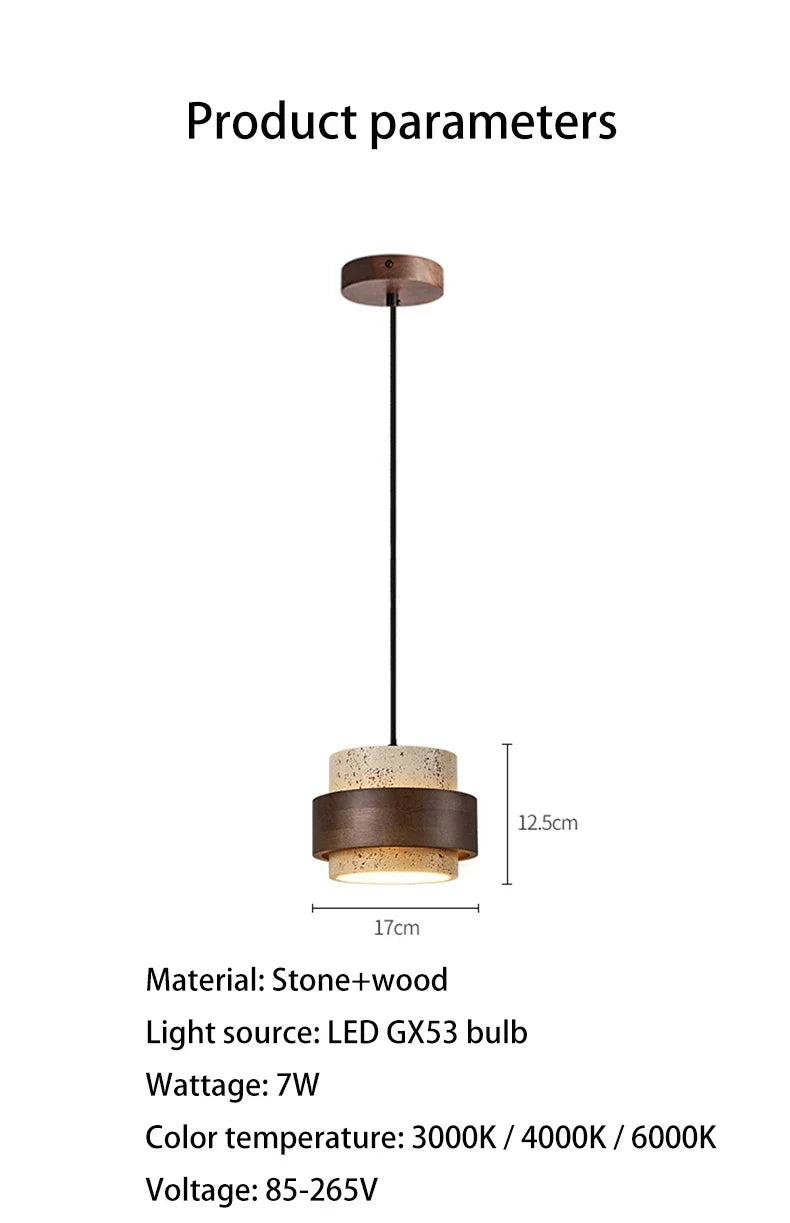 Wabi-Sabi Stone Walnut Pendant