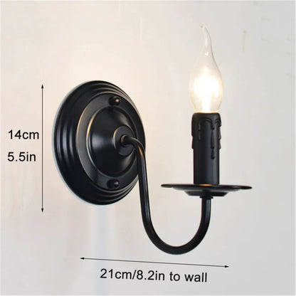 Retro Black Industrial Candle Wall Sconce Set