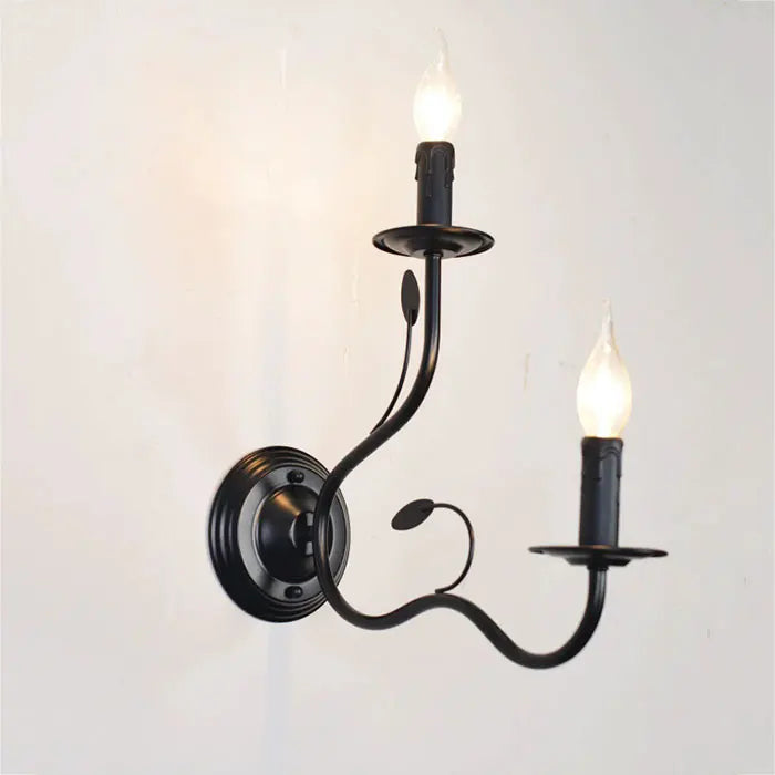 Retro Black Industrial Candle Wall Sconce Set