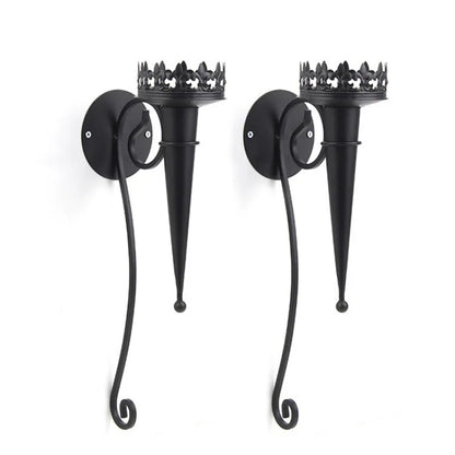 Retro Iron Torch Wall Sconce Candle Holder