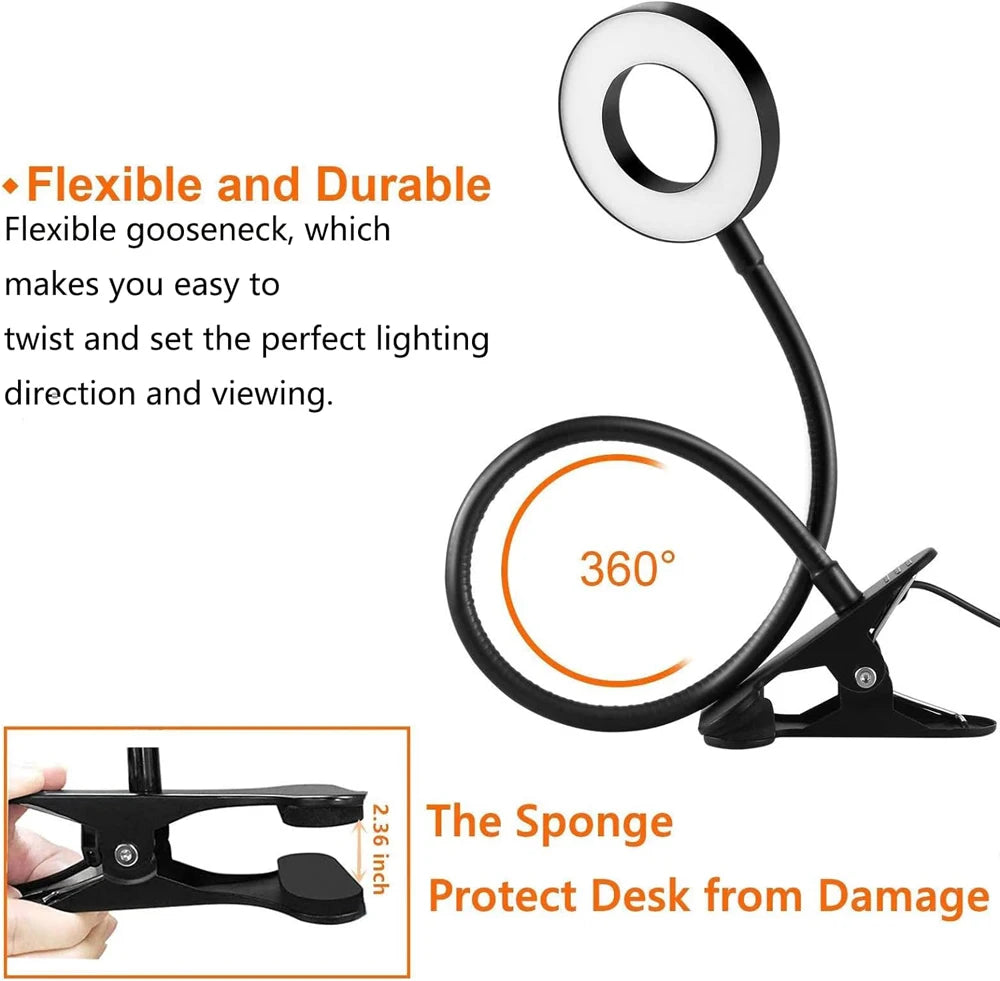 FlexiGlow 360° LED Clip-On Desk Lamp