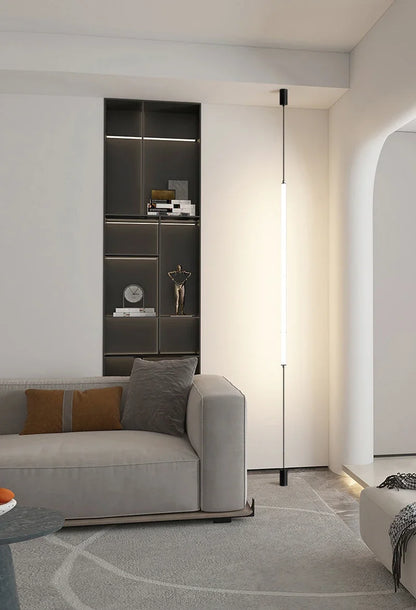 Hanging Floor Lamp Italy Design Black Long Linear Pendant Light