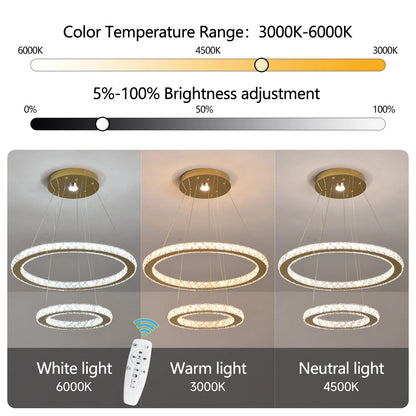 2-Ring Crystal LED Pendant Chandelier