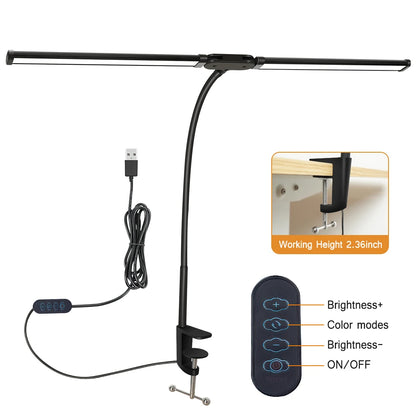 FlexiGlow LED Clamp Desk Lamp - 3 Modes & Dimmable