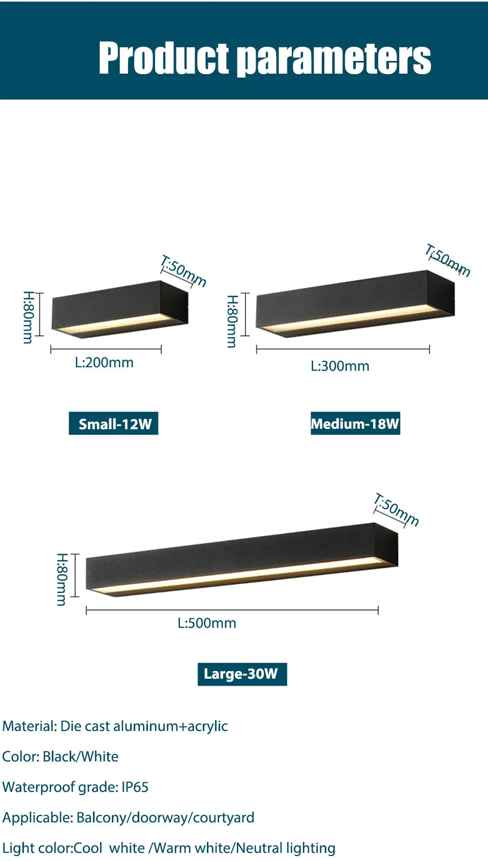 AlumaGlow IP65 Outdoor Wall Sconce