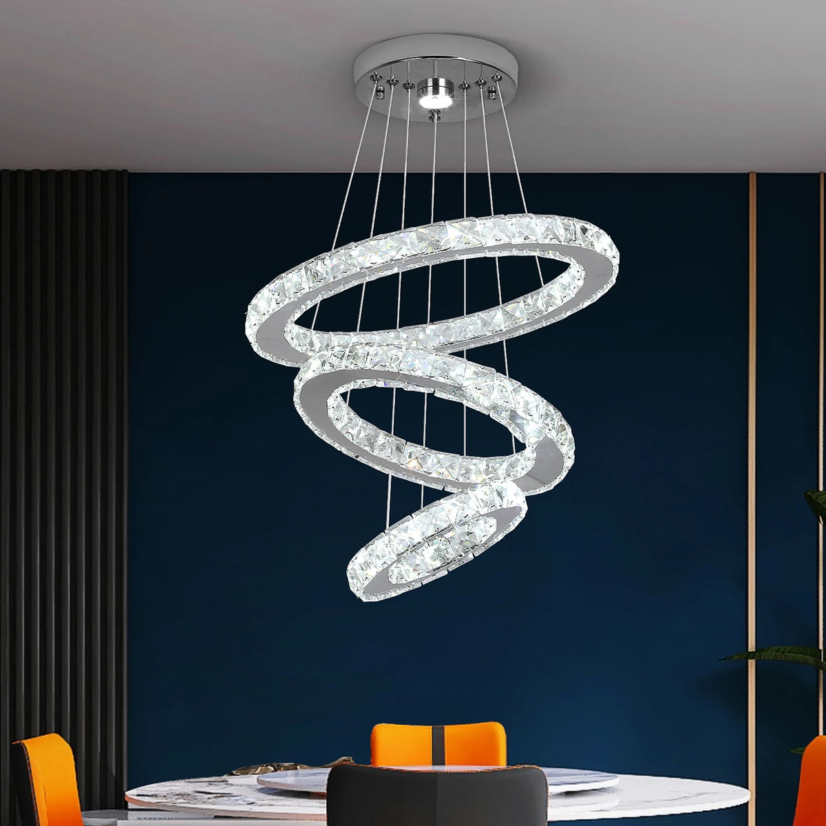 3-Ring Crystal LED Pendant Chandelier