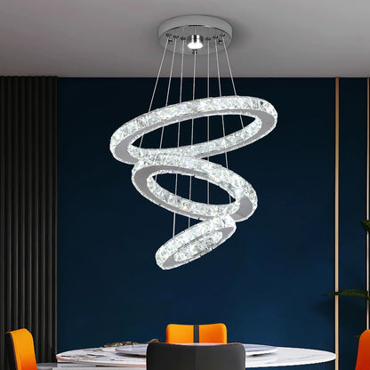 3-Ring Crystal LED Pendant Chandelier