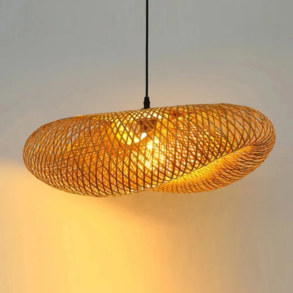 Large Woven Bamboo Pendant