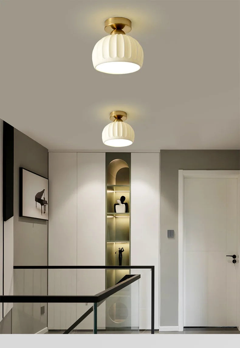Ceramics Glass LED Corridor Ceiling Lamp