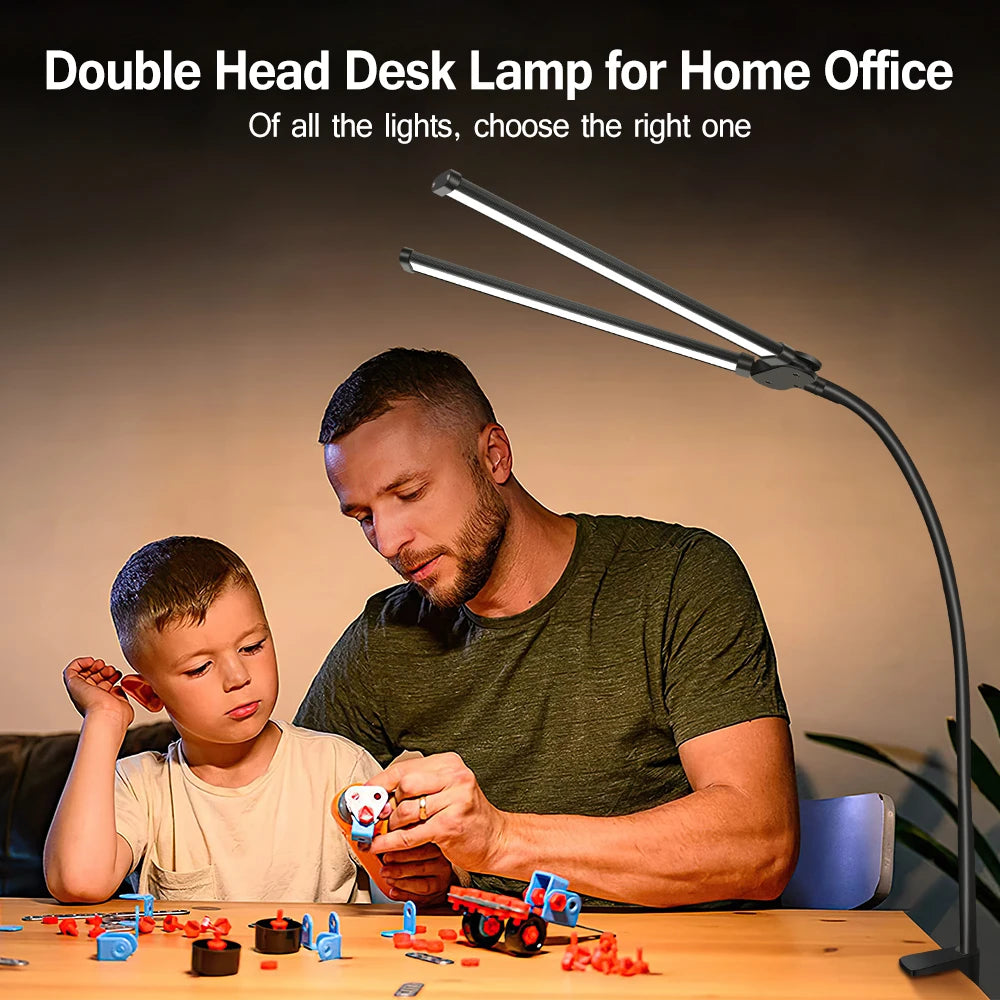 FlexiGlow LED Clamp Desk Lamp - 3 Modes & Dimmable