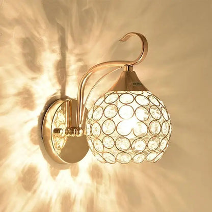 Crystal Glow E27 Wall Sconce - Elegant Bedroom Light