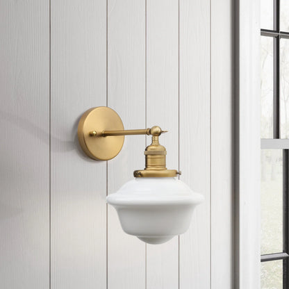 Rustic Vintage Wall Sconce with Milk Glass Shade