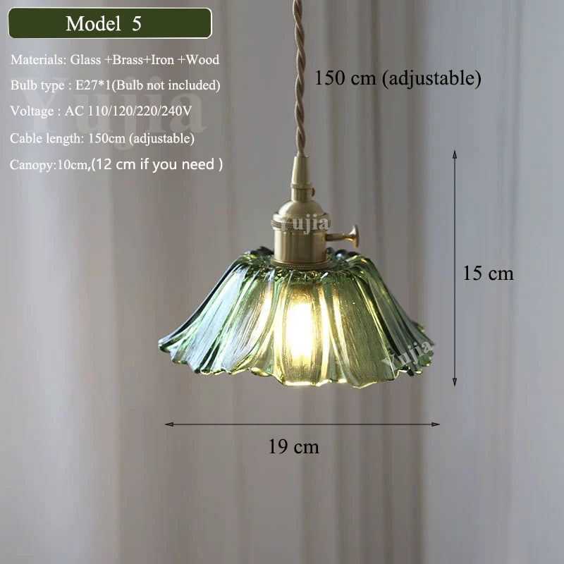Green Glass Brass Pendant