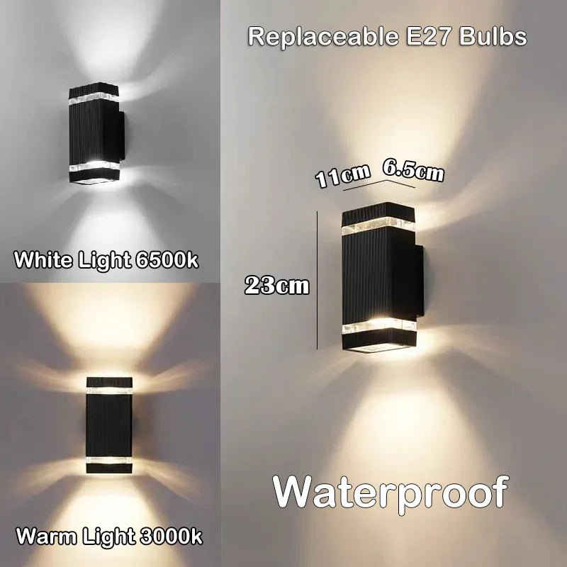 BrightGuard E27 LED Wall Sconce - Waterproof Design