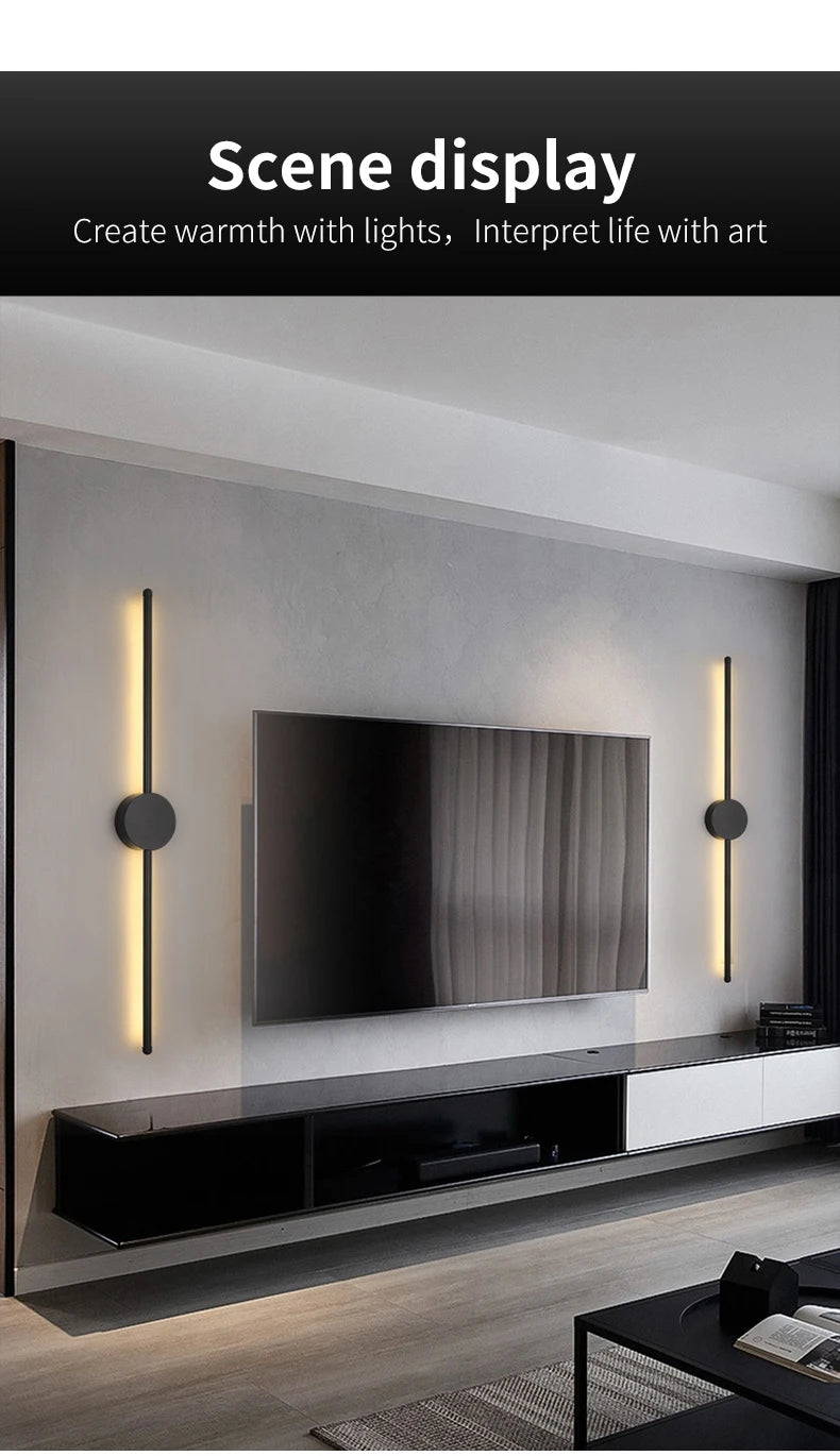 Modern Black I-Shaped LED Wall Lamp