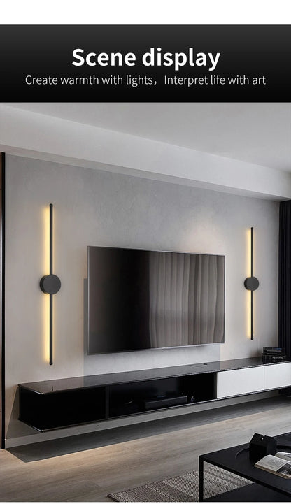 Modern Black I-Shaped LED Wall Lamp