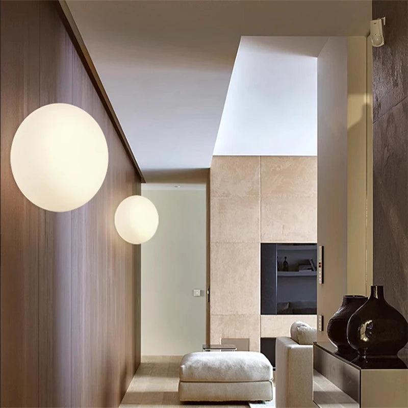 Nordic Glow: Minimalist Round Glass Ceiling Lamp