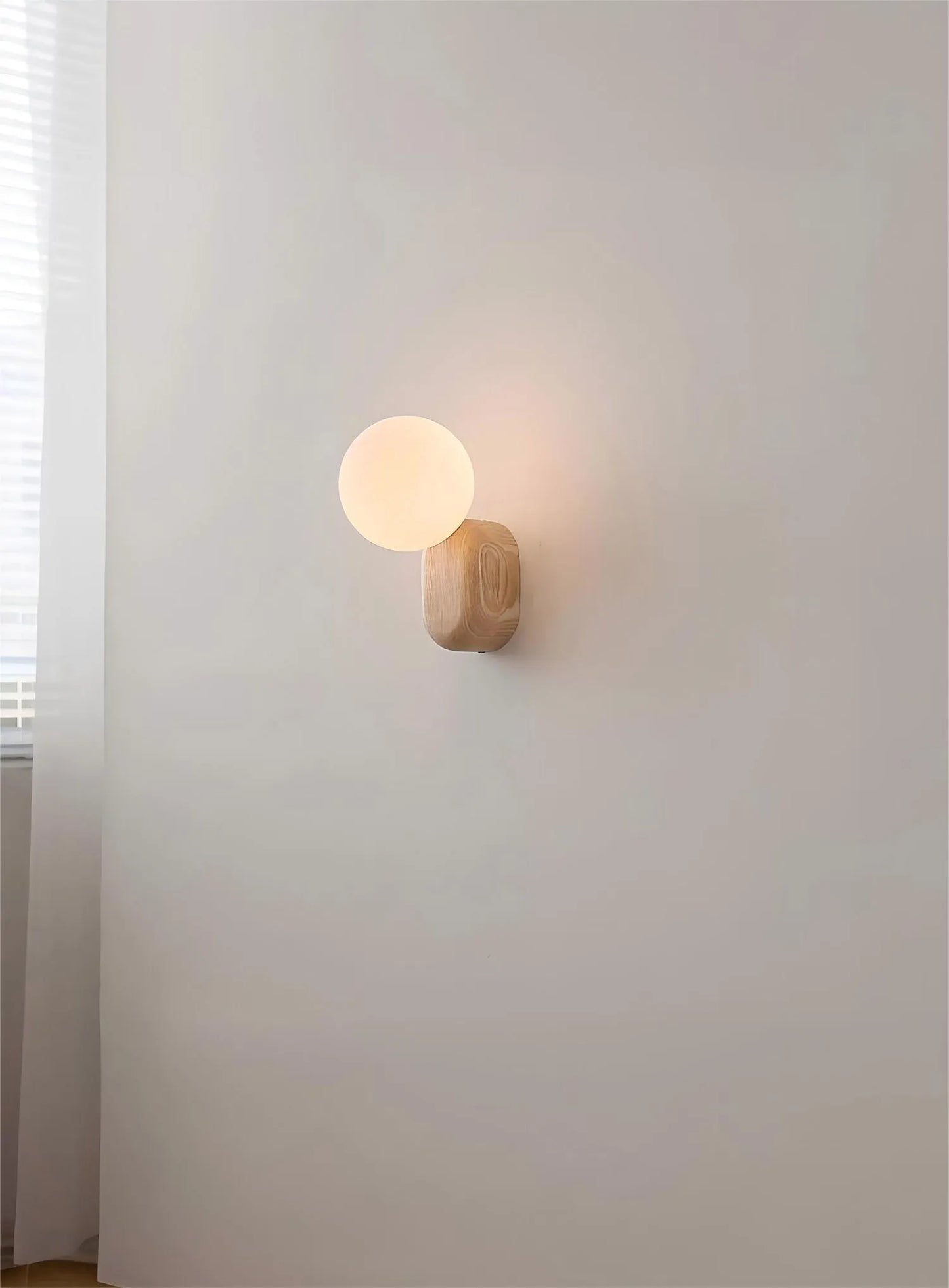 SphereGlow: Walnut Wabi-Sabi Wall Sconce Light