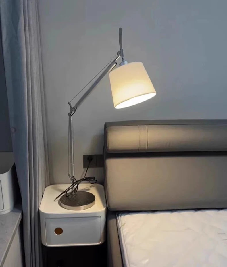 Elegant White Shade Table Lamp - Versatile Silver Design