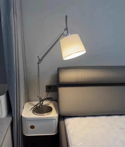 Elegant White Shade Table Lamp - Versatile Silver Design