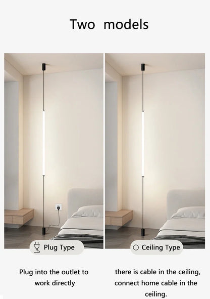 Hanging Floor Lamp Italy Design Black Long Linear Pendant Light