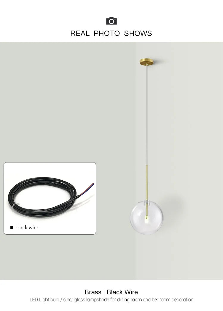 Nordic Chandeliers Lighting Clear Glass Ball Pendant Lights