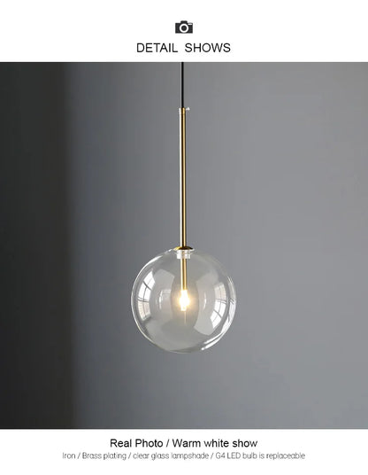 Nordic Chandeliers Lighting Clear Glass Ball Pendant Lights