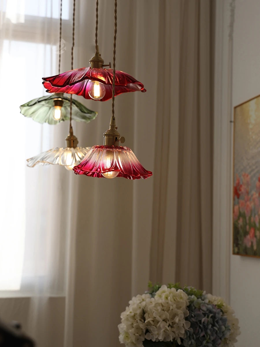 IWHD Nordic Vintage Copper Glass LED Pendant Light Fixtures