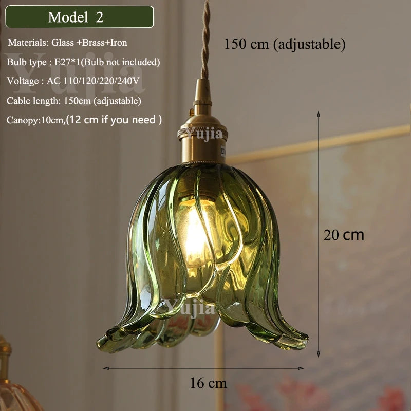 Green Glass Brass Pendant