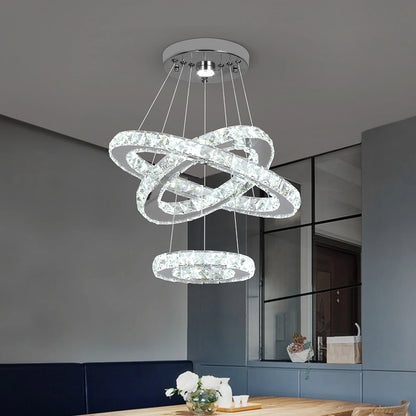 3-Ring Crystal LED Pendant Chandelier