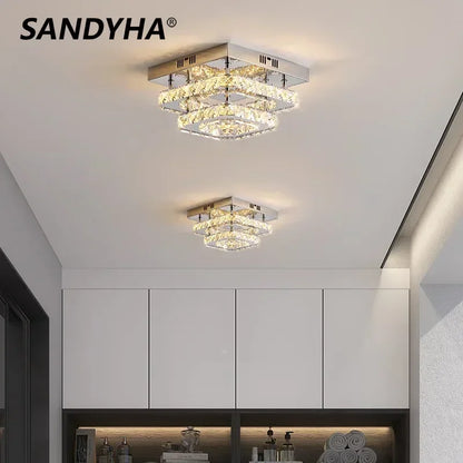 Crystal Round Double Layer Chandelier