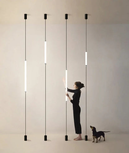 Hanging Floor Lamp Italy Design Black Long Linear Pendant Light