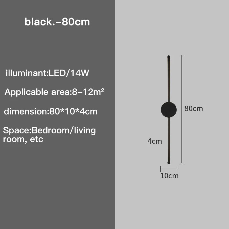 Modern Black I-Shaped LED Wall Lamp
