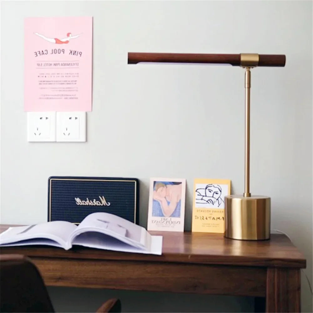 WoodGlow LED Desk Lamp: Modern Art & Eye Care