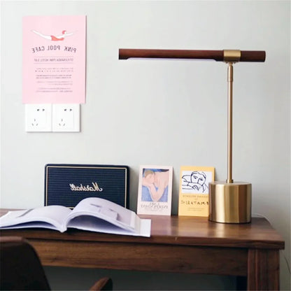 WoodGlow LED Desk Lamp: Modern Art & Eye Care