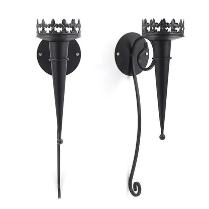 Retro Iron Torch Wall Sconce Candle Holder