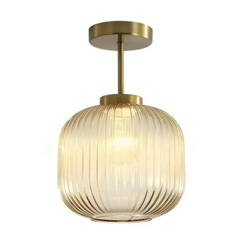 Retro Luxe Striped Lantern Ceiling Light Fixture