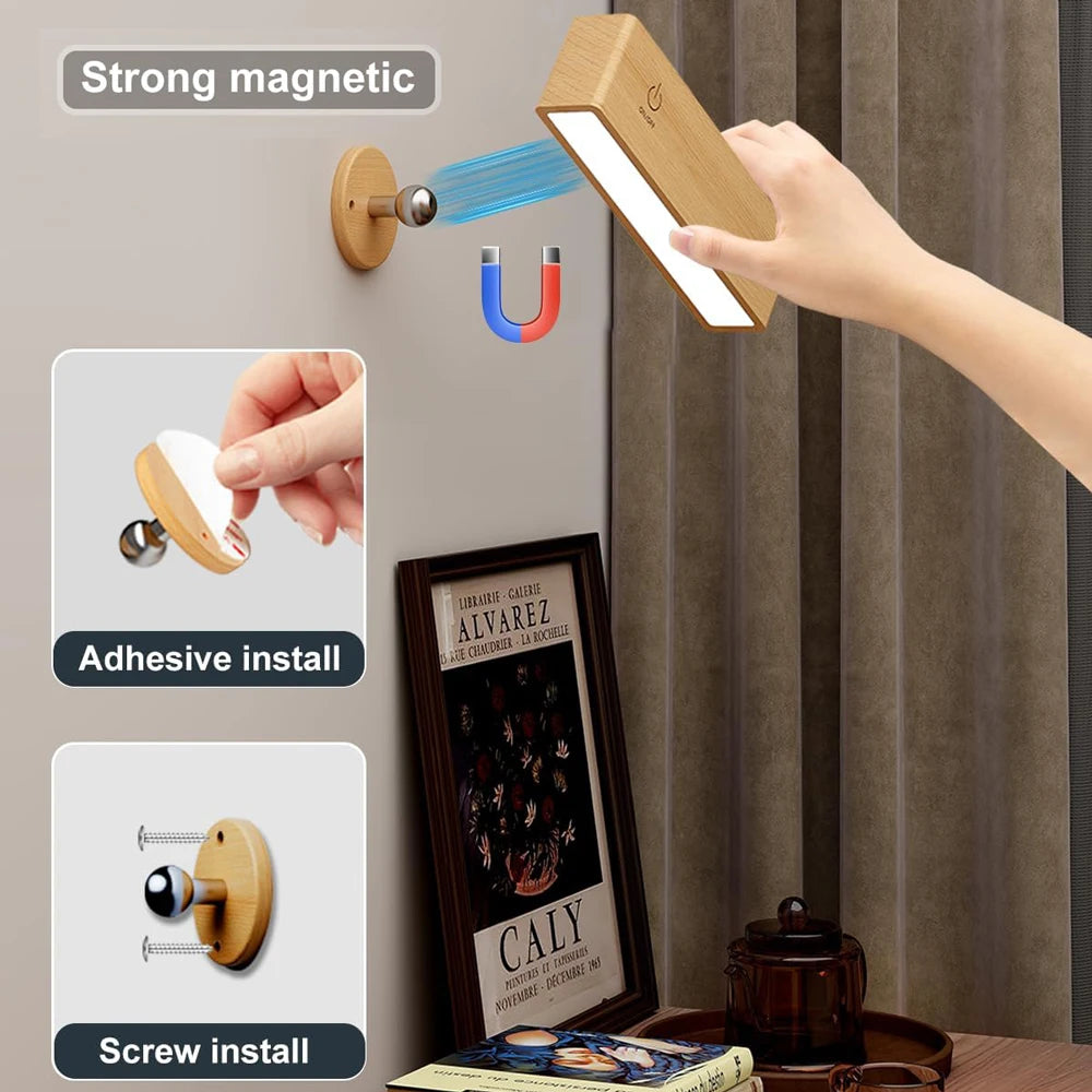 WoodGlow 360° Rechargeable Dimmable Wall Sconce