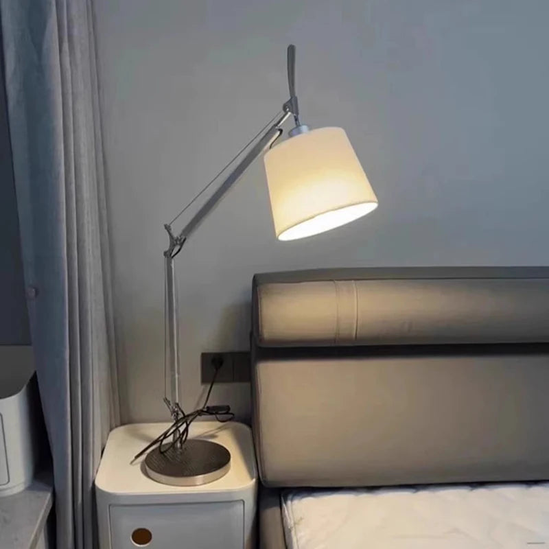Elegant White Shade Table Lamp - Versatile Silver Design