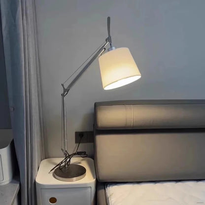 Elegant White Shade Table Lamp - Versatile Silver Design