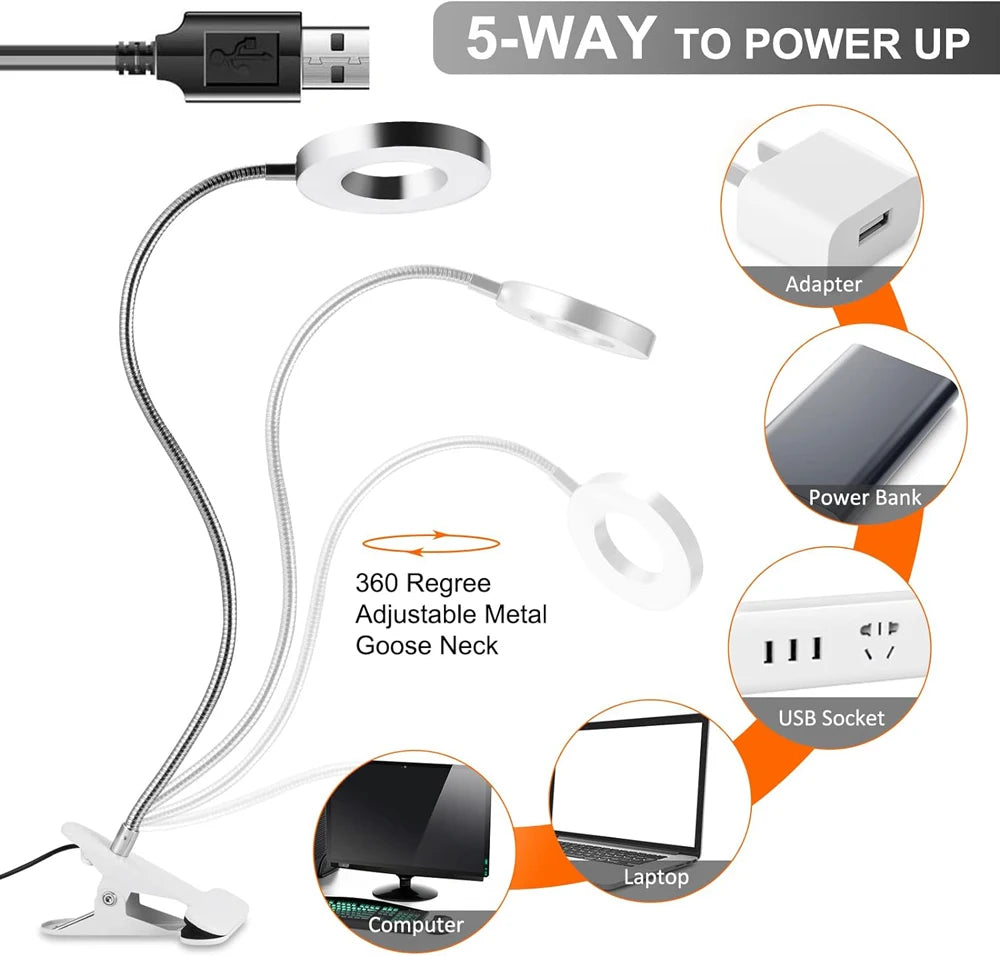 FlexiGlow 360° Clip-On LED Desk Lamp