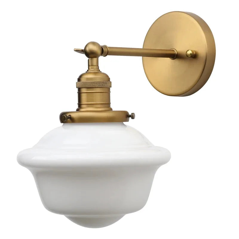 Rustic Vintage Wall Sconce with Milk Glass Shade