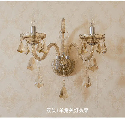 Cognac Elegance Crystal Candle Wall Sconce
