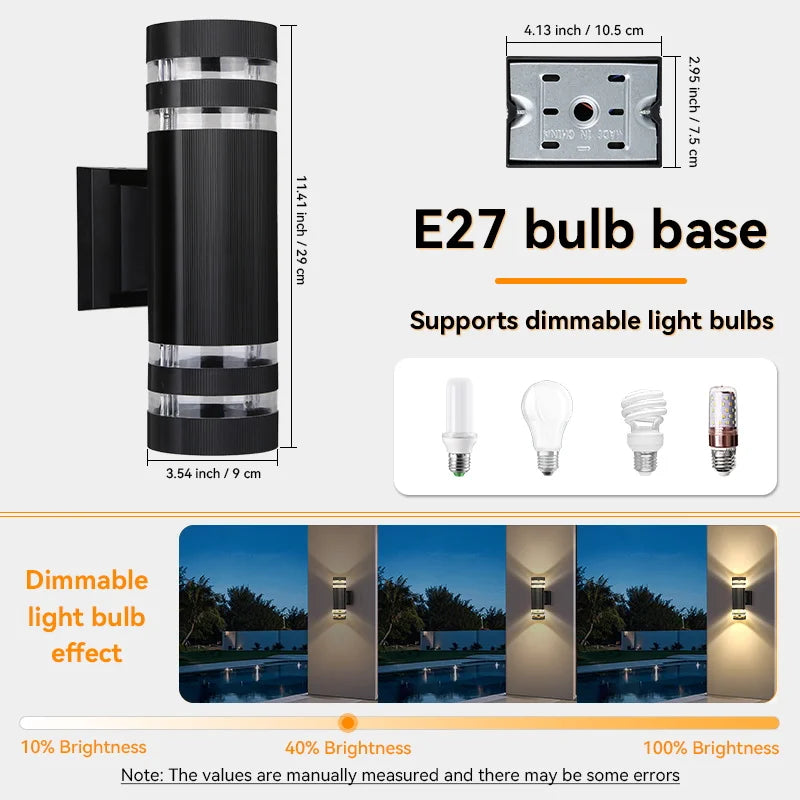 BrightGuard E27 LED Wall Sconce - Waterproof Design